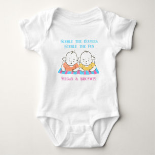 Twinnies Double the Diapers Double the fun Romper