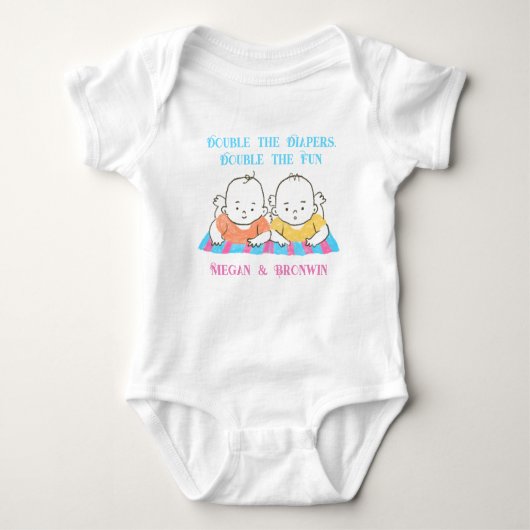 Twinnies Double the Diapers Double the fun Romper (Voorkant)