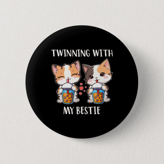 Twinning met mijn beste kattenliefhebbers ronde button 5,7 cm (Voorkant)