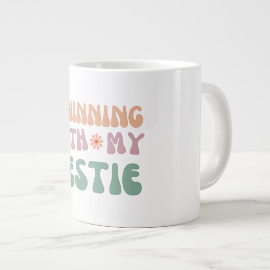 Twinning met mijn Bestie Groovy vriendschap Quote Grote Koffiekop (Voorkant rechts)