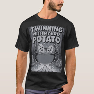 Twinning met mijn broer aardappel t-shirt