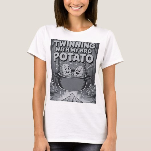 Twinning met mijn broer aardappel t-shirt (Voorkant)