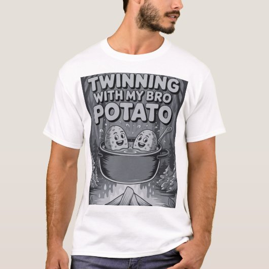 Twinning met mijn broer aardappel t-shirt (Voorkant)