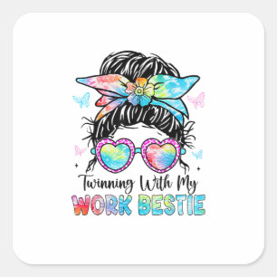 Twinning met mijn werk Bestie Beste Vriend Spirit Vierkante Sticker