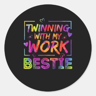 Twinning met mijn werk Bestie Spirit Week Best Fir Ronde Sticker