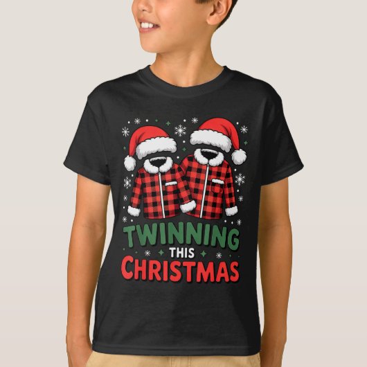 Twinning This Christmas Matching Family Holiday  T-shirt (Voorkant)