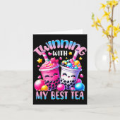 Twinning With My Tea Bubble Tea Boba Ie Friendship Kaart (Gele Bloem)