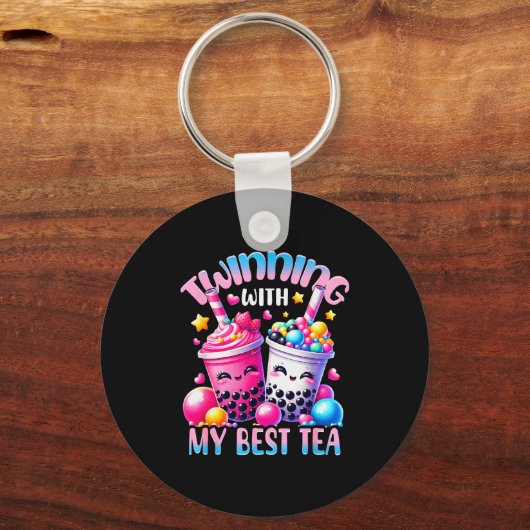 Twinning With My Tea Bubble Tea Boba Ie Friendship Sleutelhanger (Voorkant)