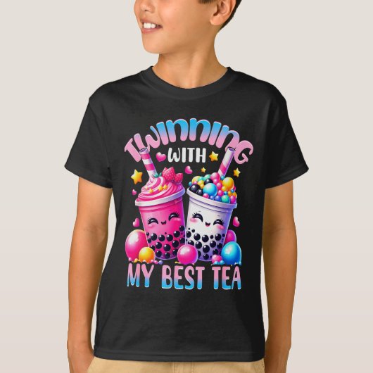 Twinning With My Tea Bubble Tea Boba Ie Friendship T-shirt (Voorkant)