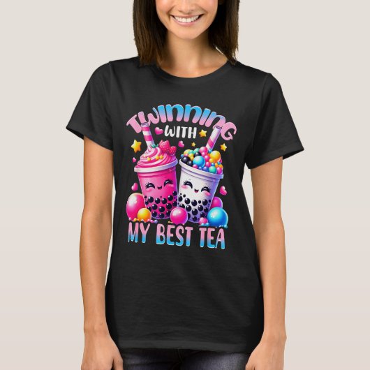 Twinning With My Tea Bubble Tea Boba Ie Friendship T-shirt (Voorkant)