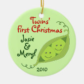 Twinns Eerste Kerstmis Gepersonaliseerd Ornament (Voorkant)