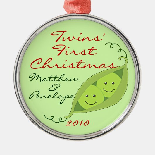 Twinns Eerste Kerstmis Gepersonaliseerd Ornament (Voorkant)