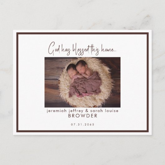 Twinns foto God heeft deze thuisgeboorte laten val Aankondigingskaart (Voorkant)