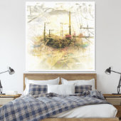 TwinPeaks San Francisco ontplofte op het eiland Canvas Afdruk (Insitu (Slaapkamer))