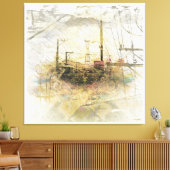 TwinPeaks San Francisco ontplofte op het eiland Canvas Afdruk (Insitu (Woonkamer))