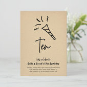 Twins 10e verjaardag Party uitnodiging (Staand voorkant)