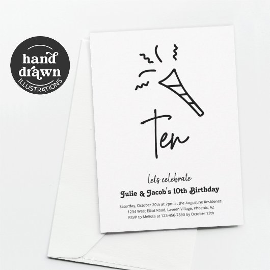 Twins 10e verjaardag Party uitnodiging