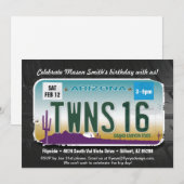 Twins 16th Birthday Arizona Licentie uitnodiging (Voorkant / Achterkant)