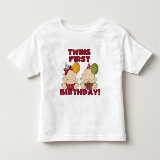 Twins 1e Verjaardag Jongen/Meisje T-shirts en Gift (Voorkant)