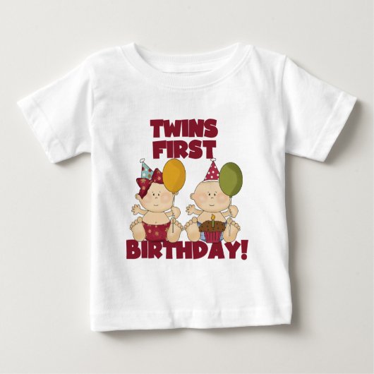 Twins 1e Verjaardag Jongen/Meisje T-shirts en Gift (Voorkant)