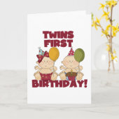 Twins 1e Verjaardag Jongen/Meisje T-shirts en Gift Kaart (Gele Bloem)