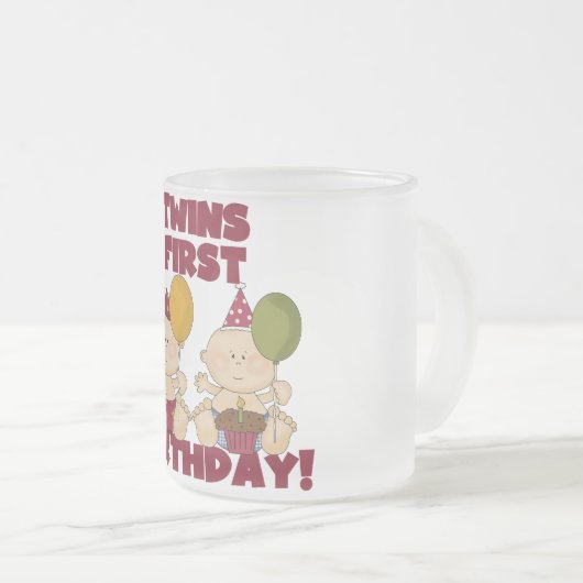 Twins 1e Verjaardag Jongen/Meisje T-shirts en Gift Matglas Koffiemok (Voorkant rechts)