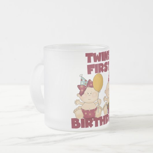 Twins 1e Verjaardag Jongen/Meisje T-shirts en Gift Matglas Koffiemok (Voorkant links)