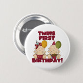 Twins 1e Verjaardag Jongen/Meisje T-shirts en Gift Ronde Button 5,7 Cm (Voorkant /achterkant)