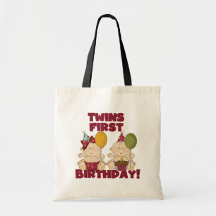 Twins 1e Verjaardag Jongen/Meisje T-shirts en Gift Tote Bag
