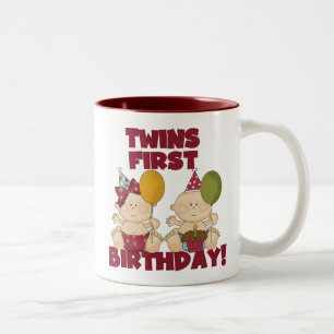 Twins 1e Verjaardag Jongen/Meisje T-shirts en Gift Tweekleurige Koffiemok
