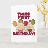 Twins 1e Verjaardag - Jongens T-shirts en geschenk Kaart (Gele Bloem)