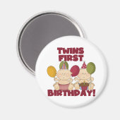 Twins 1e Verjaardag - Jongens T-shirts en geschenk Magneet (Voorkant / Achterkant)