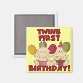 Twins 1e Verjaardag - Jongens T-shirts en geschenk Magneet (Voorkant / Achterkant)