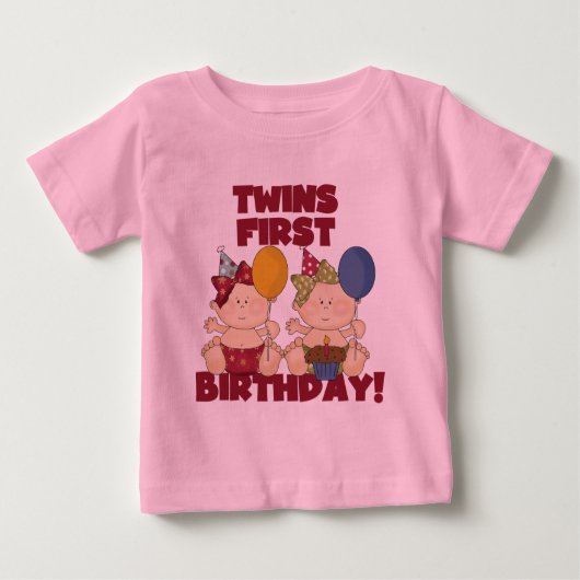 Twins 1e Verjaardag - Meisjes Tshirts en geschenke (Voorkant)