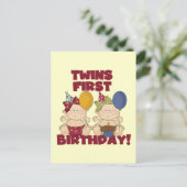 Twins 1e Verjaardag - Meisjes Tshirts en geschenke Briefkaart (Staand voorkant)