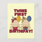 Twins 1e Verjaardag - Meisjes Tshirts en geschenke Briefkaart (Voorkant)