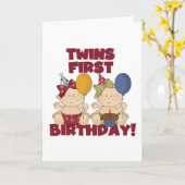 Twins 1e Verjaardag - Meisjes Tshirts en geschenke Kaart (Gele Bloem)