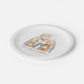 Twins 1e Verjaardag Waterverf Teddy Bears Papieren Bordje (Gekanteld)