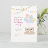 Twins 1e verjaardagsfeestje kaart (Staand voorkant)