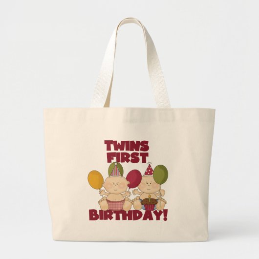 Twins 1st Birthday - Boys T-shirts en cadeautjes Grote Tote Bag (Voorkant)