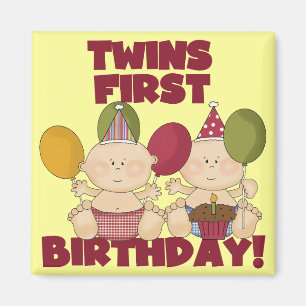 Twins 1st Birthday - Boys T-shirts en cadeautjes Magneet
