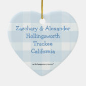 Twins 1st Kerstblauw Keramisch Ornament (Achterkant)