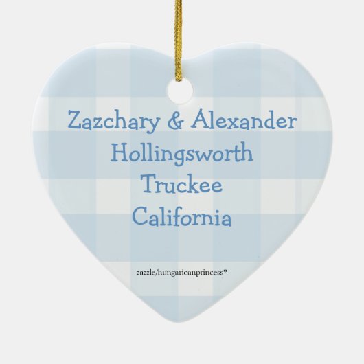 Twins 1st Kerstblauw Keramisch Ornament (Achterkant)