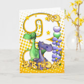Twins 3rd Birthday Card - Cute Little Dragons Kaart (Gele Bloem)