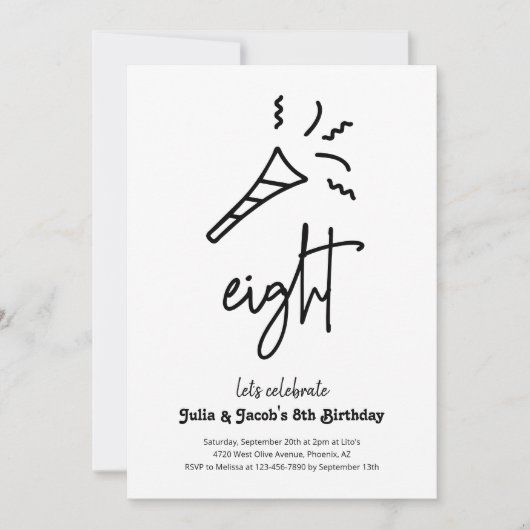 Twins 8e verjaardag Party uitnodiging (Voorkant)