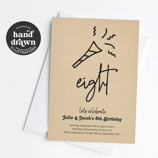 Twins 8e verjaardag Party uitnodiging