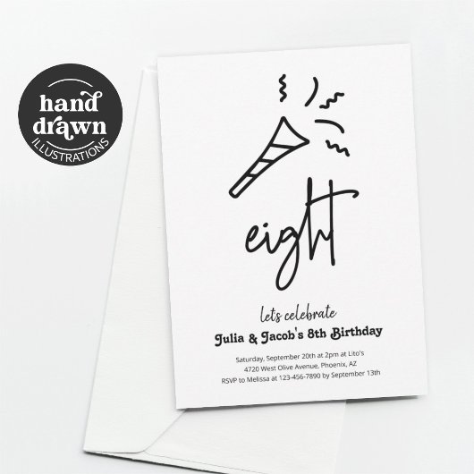 Twins 8e verjaardag Party uitnodiging