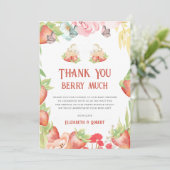 Twins Aardbei Berry Sweet Baby shower Dank u Bedankkaart (Staand voorkant)