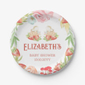 Twins aardbei bessen zoet Baby shower Papieren Bordje (Voorkant)