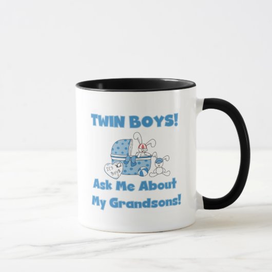 Twins-Ask over mijn kleinzoons Tshirts en cadeautj Mok (Rechts)